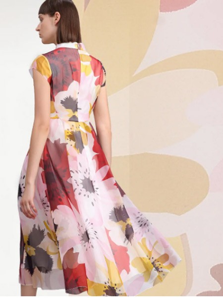 卡汶2021春夏季白色印花连衣裙