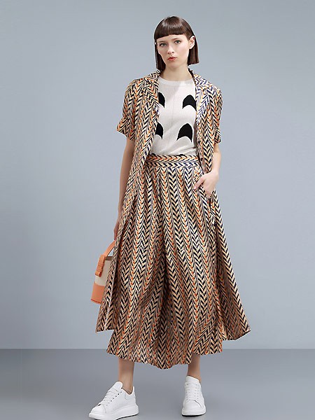 卡汶2021春夏季棕色豹纹长裤