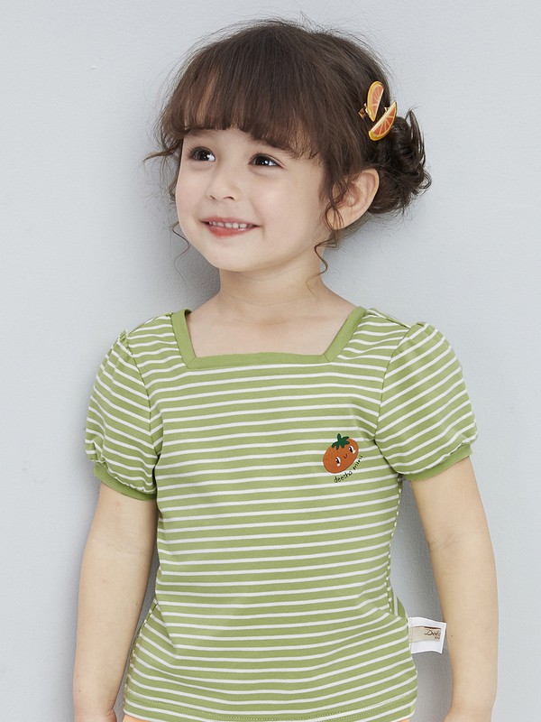 笛莎2021春夏季蓝色条纹T恤