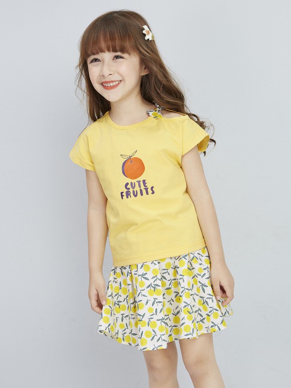 笛莎2021春夏季黄色印花T恤