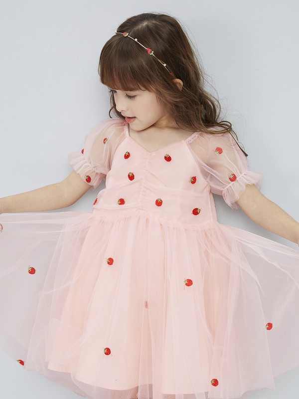 笛莎2021春夏季粉色印花连衣裙