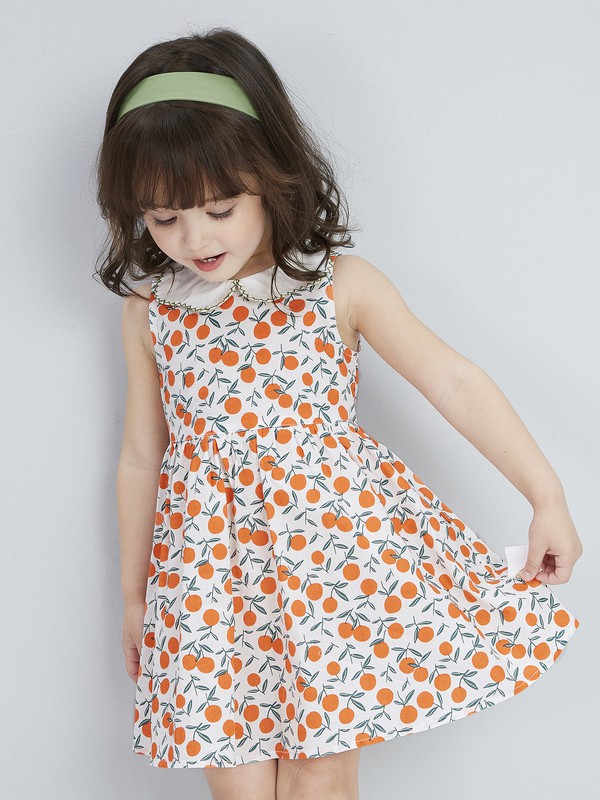 笛莎2021春夏季白色印花连衣裙