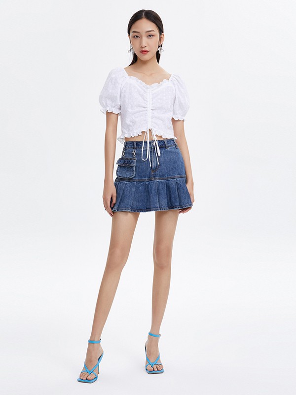 FivePlus女装2021春夏季白色露腰T恤