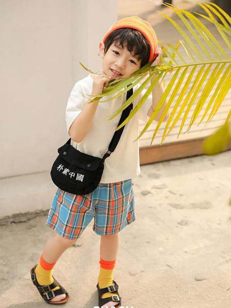 朴与素2021春夏季蓝色格子短裤