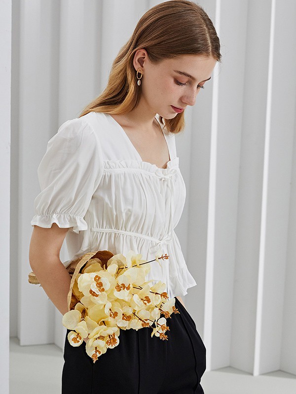 紫淑女装2021春夏季白色纯色连衣裙