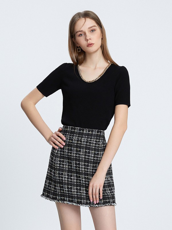 朗姿2021春夏季黑色纯色