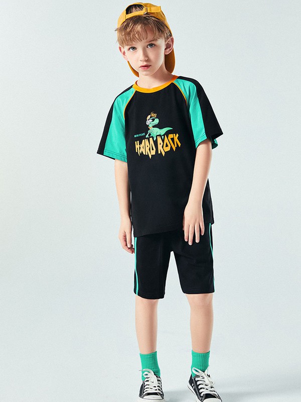 MiniPeace童装2021春夏季黑色印花T恤