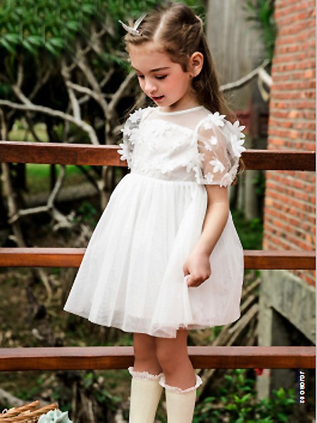 啾比乐2021春夏季白色贴布连衣裙