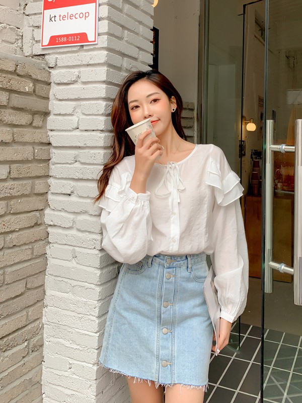 天使韩城2021春夏季白色纯色雪纺衫