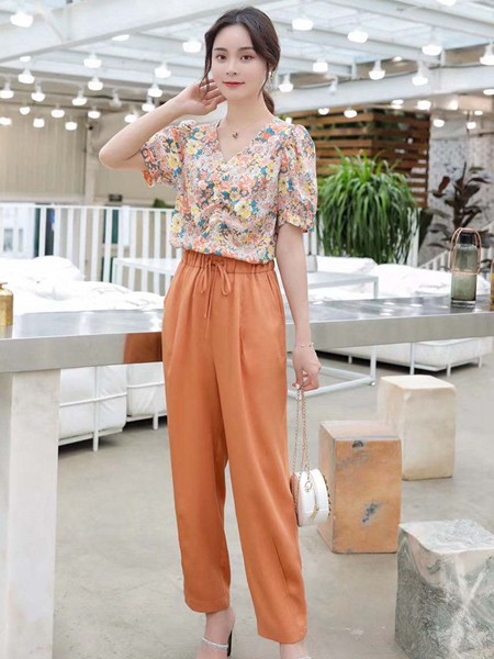 芊伊朵女装2021春夏季白色印花T恤