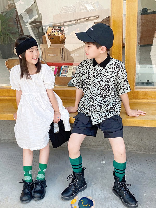 因否IN.FKIDS童装2021春夏季白色泡泡袖连衣裙