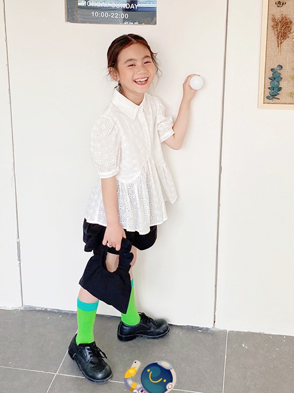 因否IN.FKIDS童装2021春夏季白色纯色衬衫