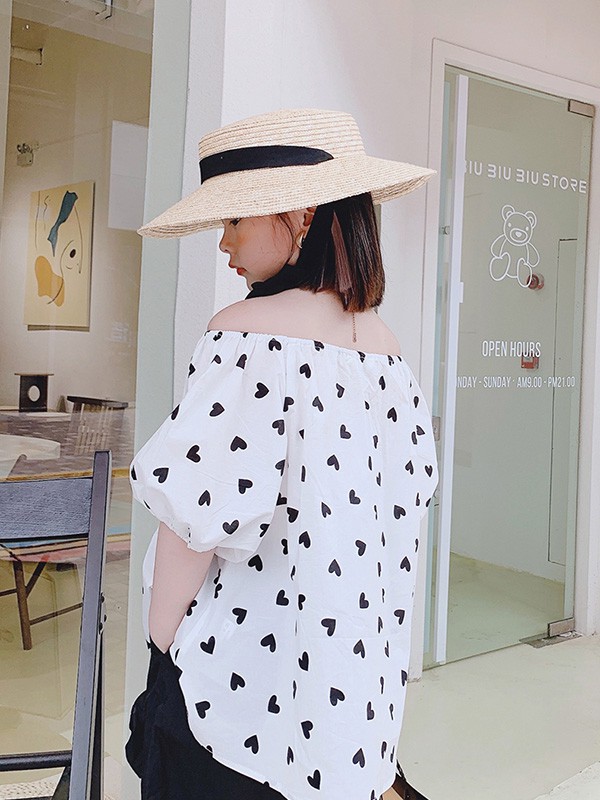 因否童装2021春夏季白色波点上衣