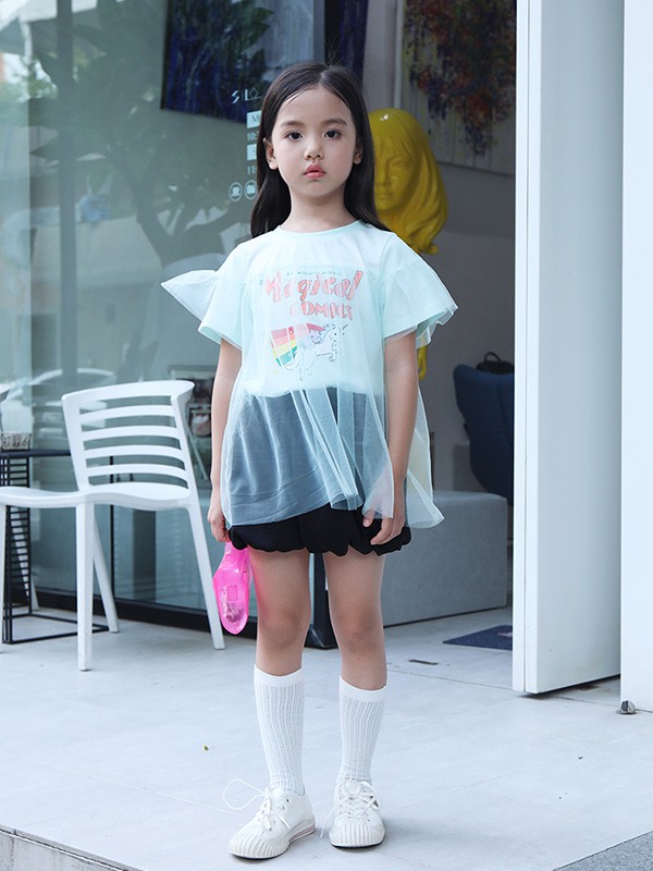 因否童装2021春夏季白色印花T恤