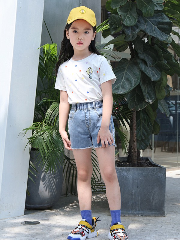 因否童装2021春夏季白色印花T恤