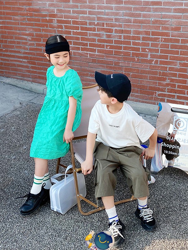 因否童装2021春夏季白色印花T恤