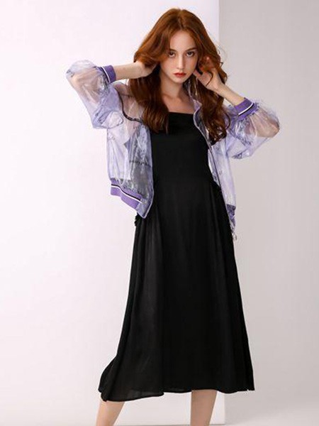 尚来女装2021春夏季黑色纯色吊带裙