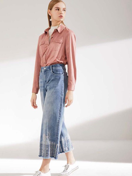 艺梦来女装2021春夏季蓝色开叉长裙