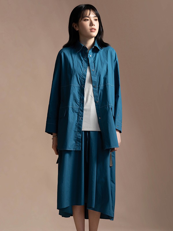 衣魔得思女装2021春夏季蓝色纯色外套