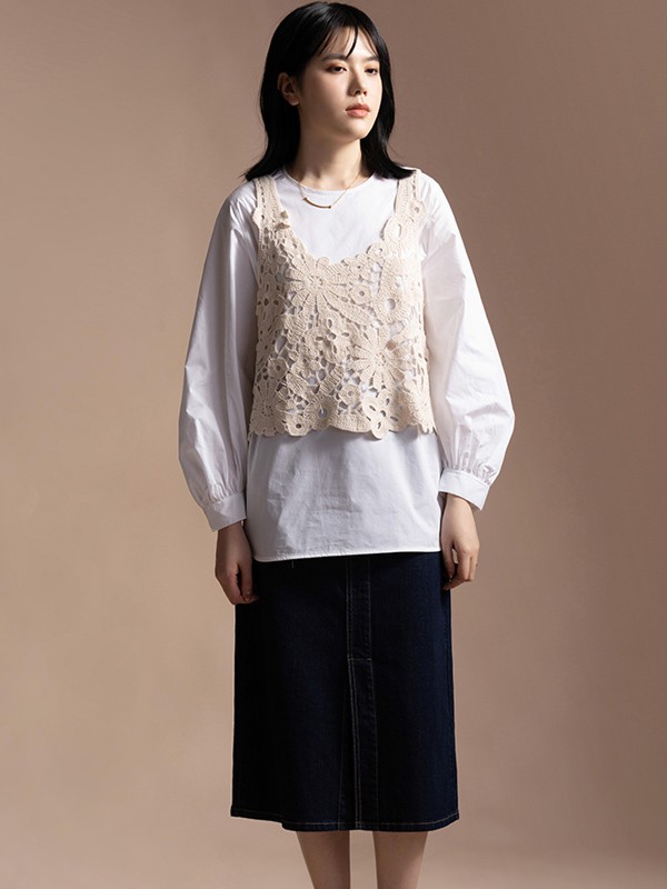 衣魔得思女装2021春夏季白色纯色