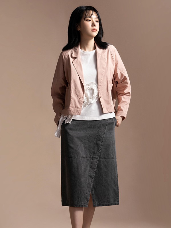 衣魔得思女装2021春夏季粉色纯色西装