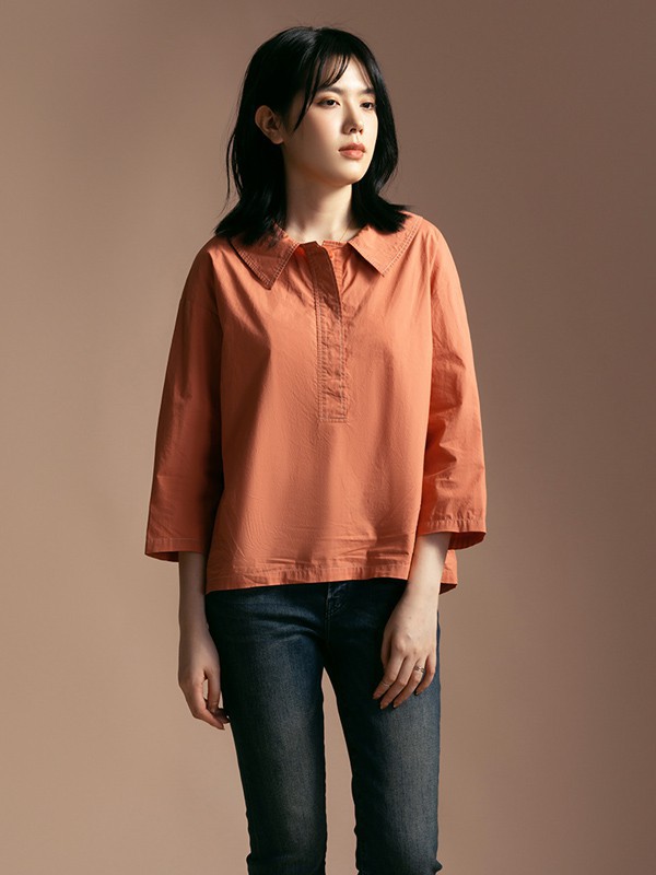 衣魔得思女装2021春夏季橙色纯色长裙