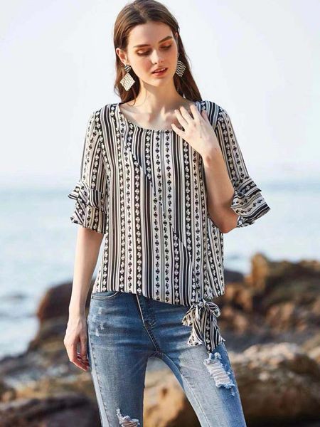 惠之良品女装2021春夏季白色波点雪纺衫