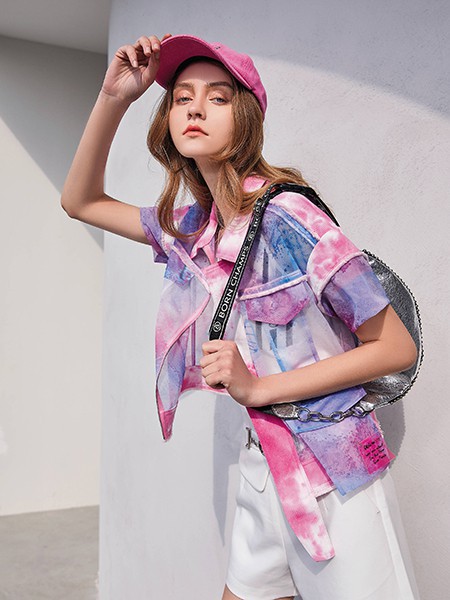 卡尼欧2021春夏季拼色印花衬衫