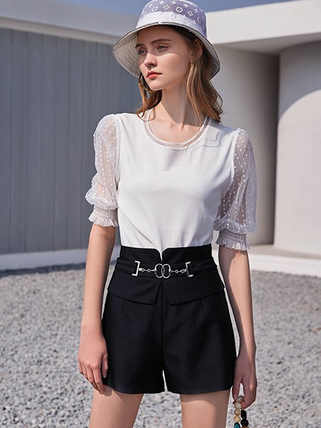 卡尼欧2021春夏季白色纯色T恤