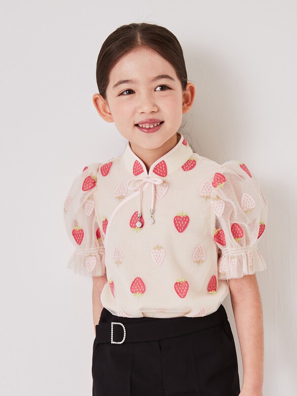 雅莹童装2021春夏季粉色波点长裙