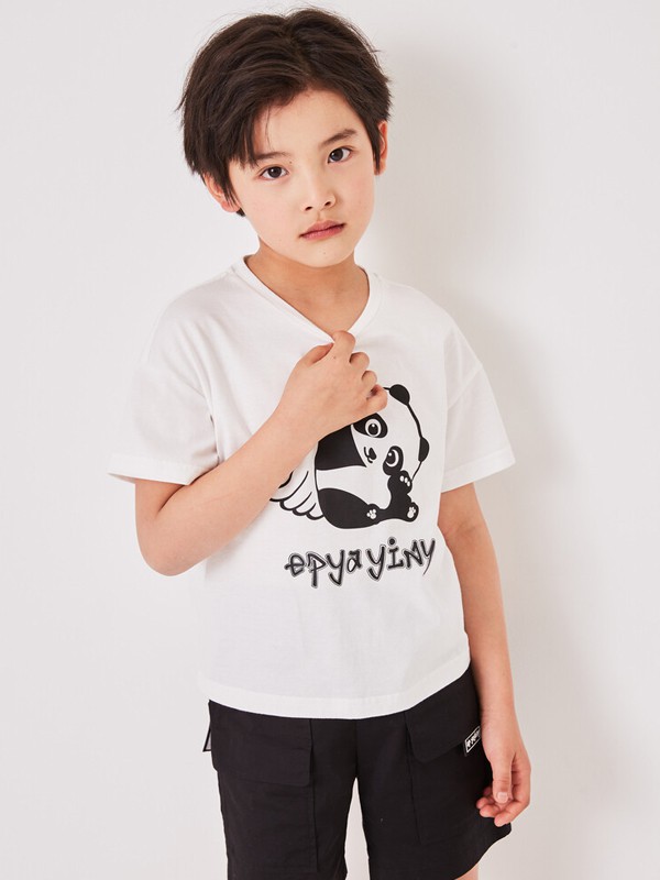 雅莹童装2021春夏季白色印花T恤