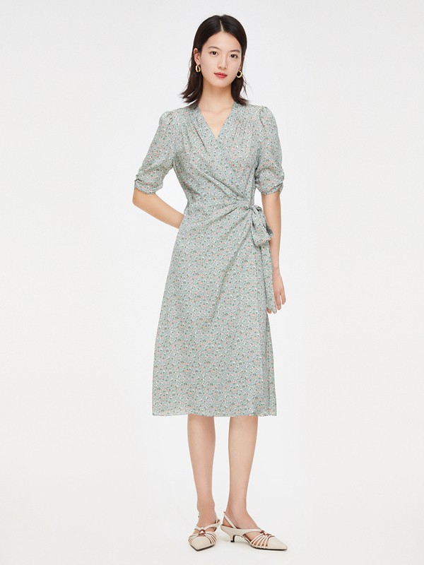 爱丽娜米罗2021春夏季灰色收腰连衣裙