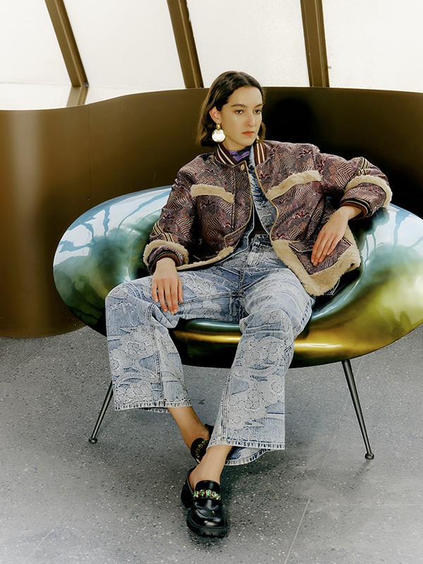 碧淑黛芙2021秋冬季棕色印花夹克