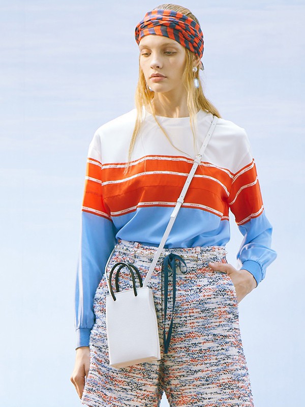 捷恩尼纳女装2021春夏季拼色撞色T恤