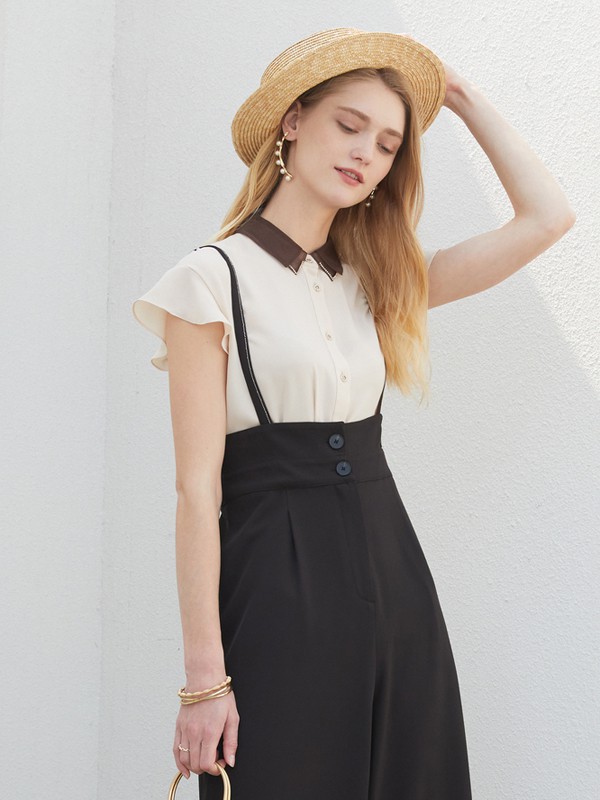 臣枫2021春夏季白色纯色雪纺衫