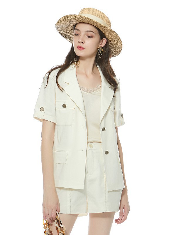 索玛2021春夏季白色纯色外套