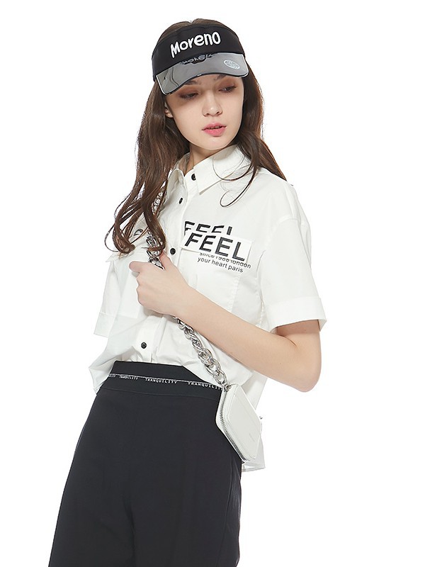 索玛2021春夏季白色字母衬衫