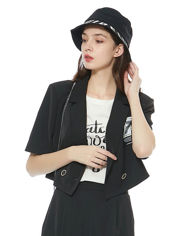 索玛2021春夏季黑色印花外套