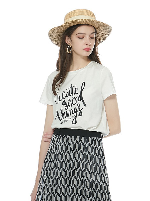 索玛2021春夏季白色印花polo衫