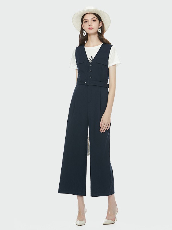 索玛2021春夏季黑色纯色连体裤