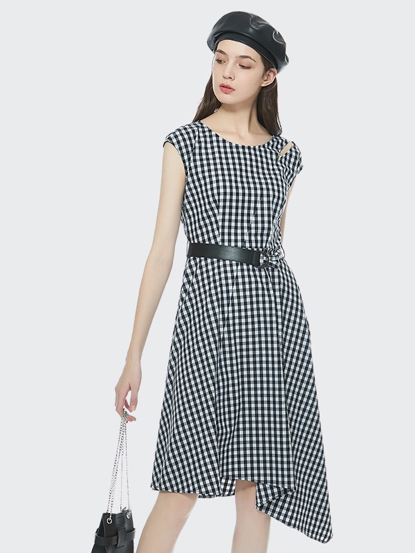 索玛2021春夏季黑色格子连体衣