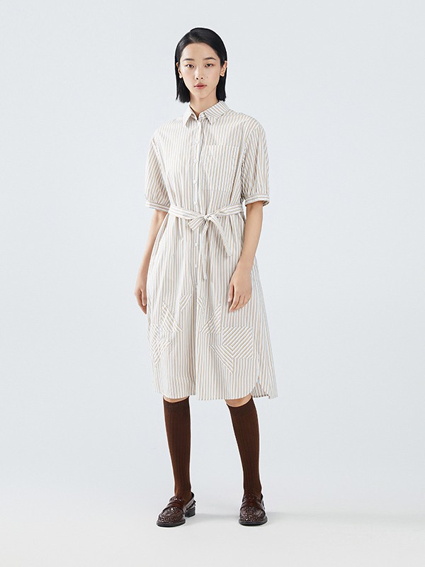 播女装2021春夏季白色纯色衬衫裙