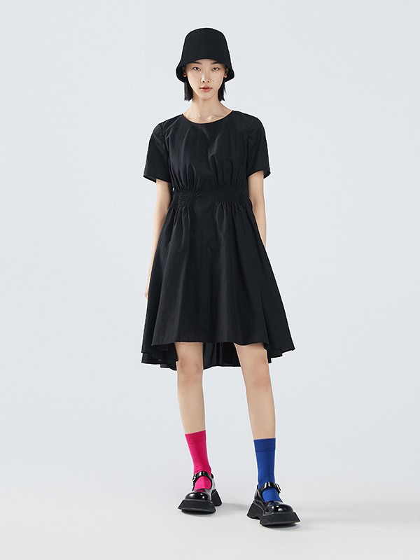 播女装2021春夏季肤色不对称连衣裙