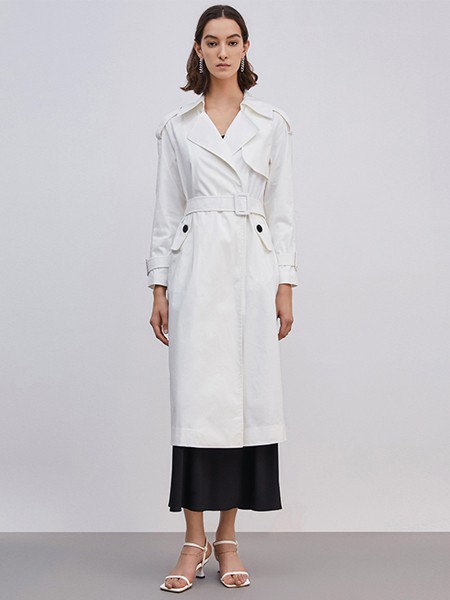 纬漫纪2021春夏季白色长款风衣