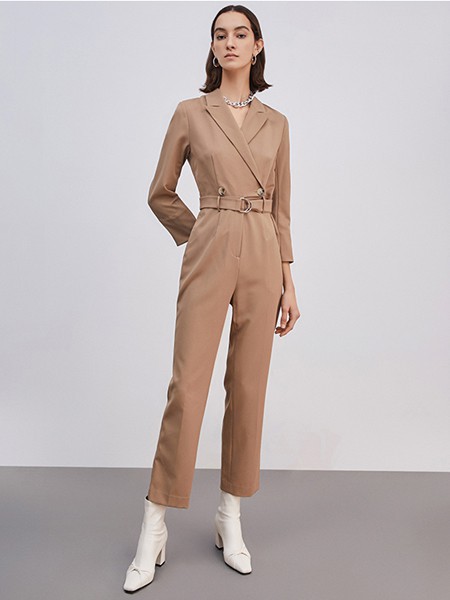 爱特爱女装2021春夏季卡其色纯色连体裤