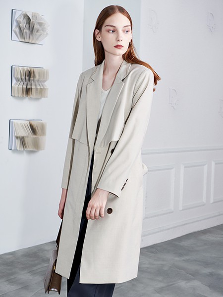 沙与沫2021春夏季白色纯色风衣