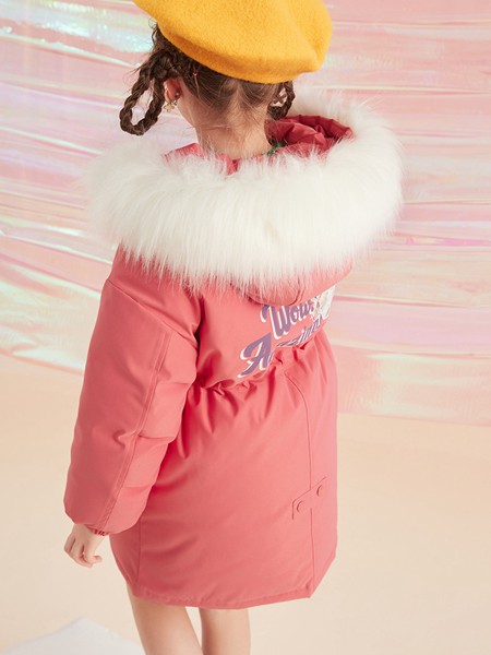 壹零壹童装2021秋冬季粉色印花羽绒服