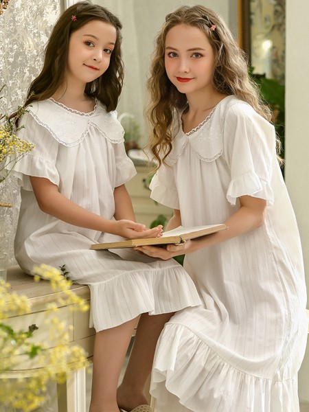 壹零壹童装2021秋冬季白色纯色连衣裙