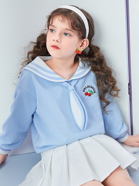 壹零壹童装2021秋冬季浅蓝色印花T恤