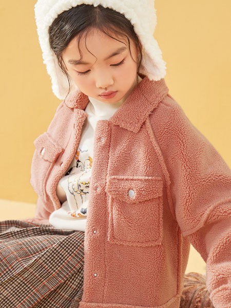 壹零壹童装2021秋冬季粉色长款外套